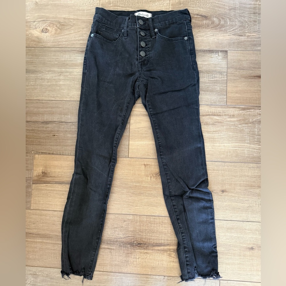 Women’s Madewell High Rise Black Skinny Distressed Jeans
